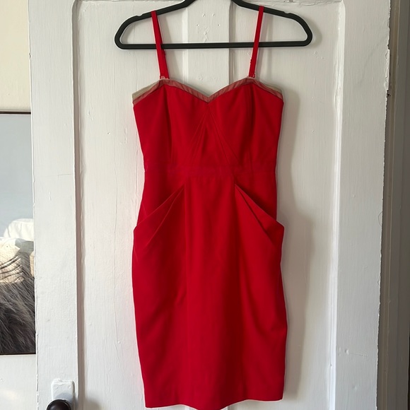 BCBGMAXAZRIA Red Corset Dress w/ Pockets - Picture 1 of 12